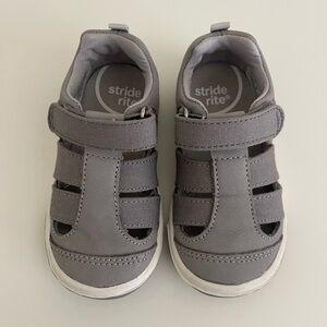 Stride Rite Toddler Grey Hook-and-Loop Closed-Toe Sandals